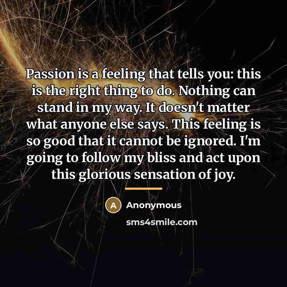 “Passion is a feeling that tells you: this is the…” quote by Anonymous