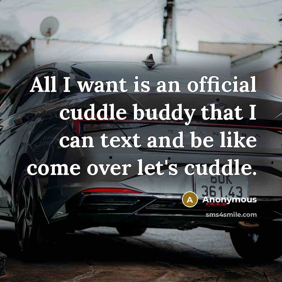 “All I want is an official cuddle buddy that I can text and be like come over let's cuddle.” quote by Anonymous