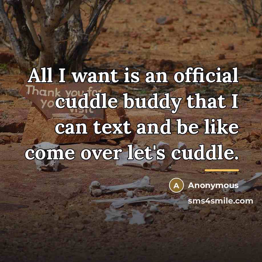 “All I want is an official cuddle buddy that I…” quote by Anonymous