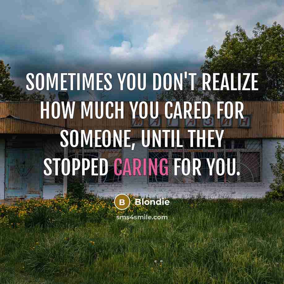 “Sometimes you don't realize how much you cared for someone,…” quote by Blondie