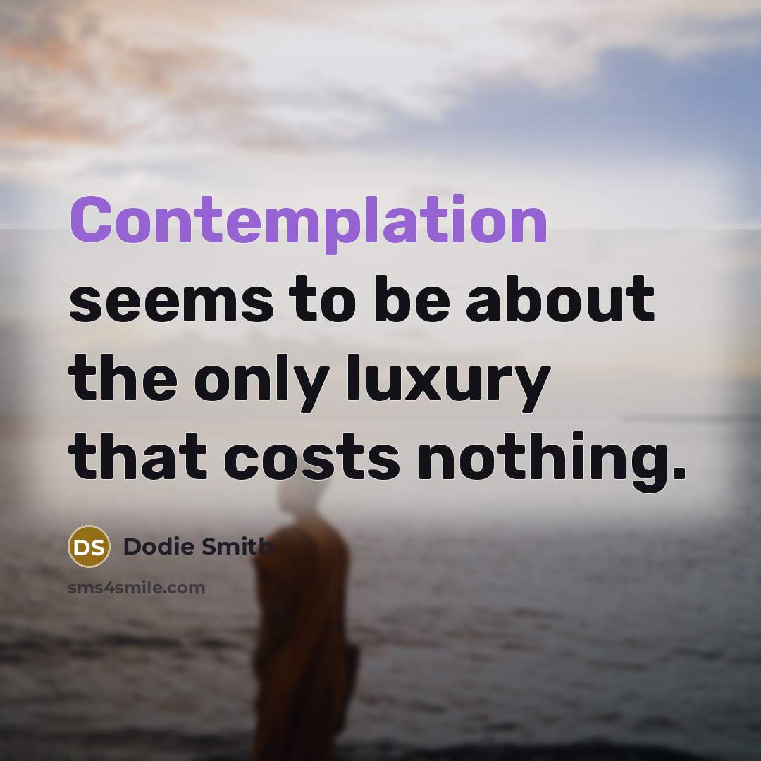 “Contemplation seems to be about the only luxury that costs…” quote by Dodie Smith