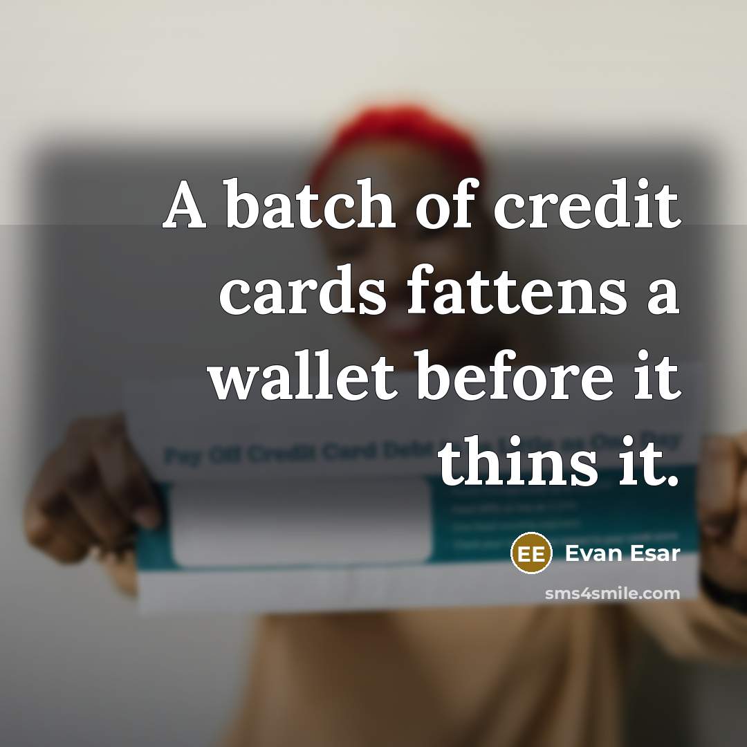 “A batch of credit cards fattens a wallet before it…” quote by Evan Esar