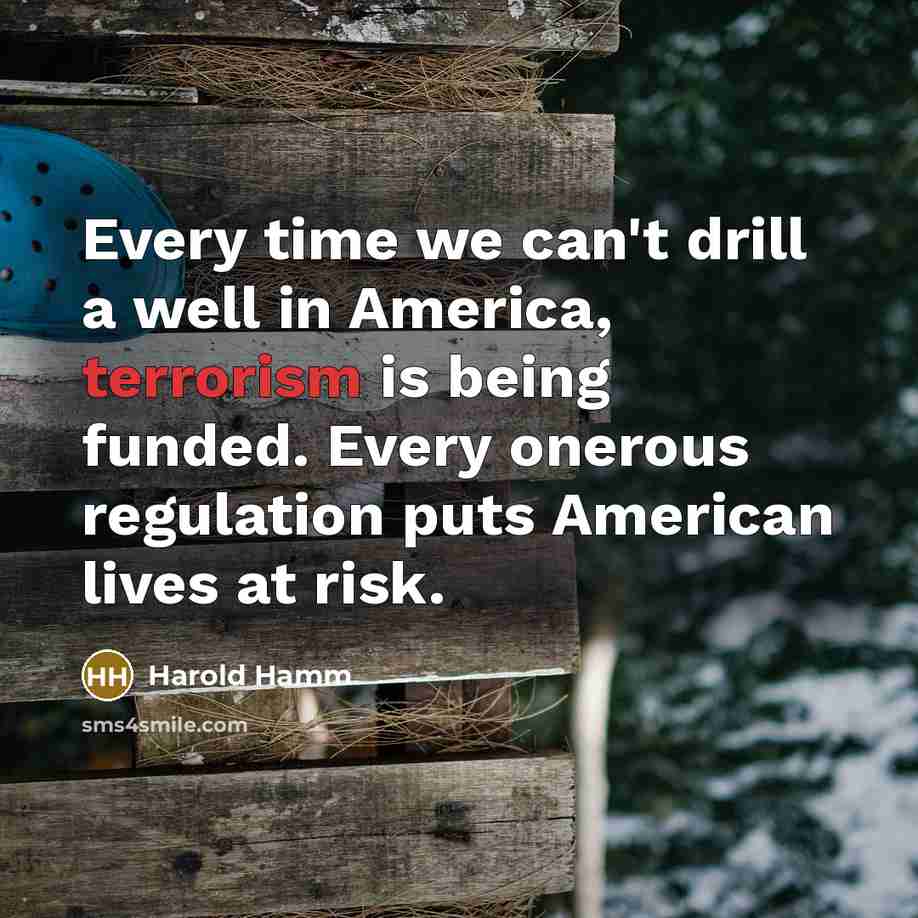 “Every time we can't drill a well in America, terrorism…” quote by Harold Hamm