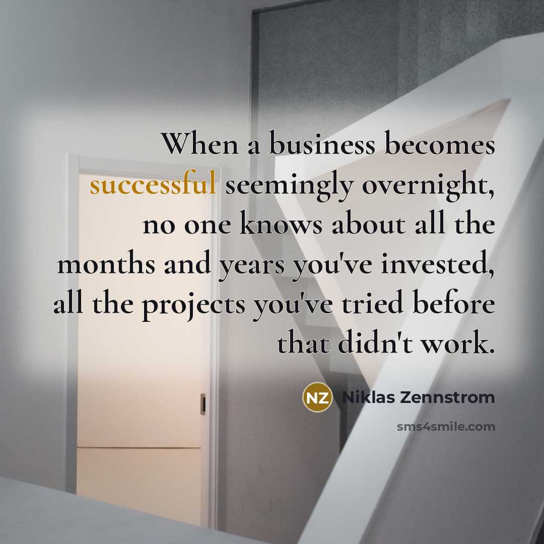 “When a business becomes successful seemingly overnight, no one knows…” quote by Niklas Zennstrom