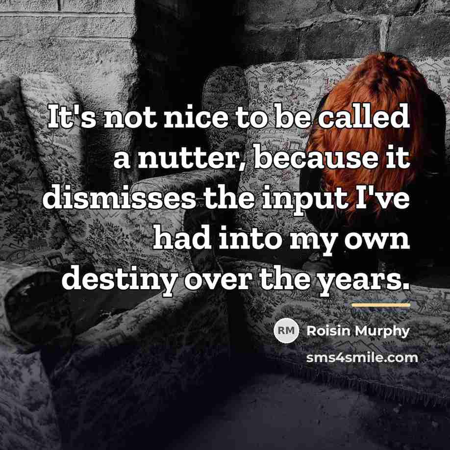 “It's not nice to be called a nutter, because it…” quote by Roisin Murphy