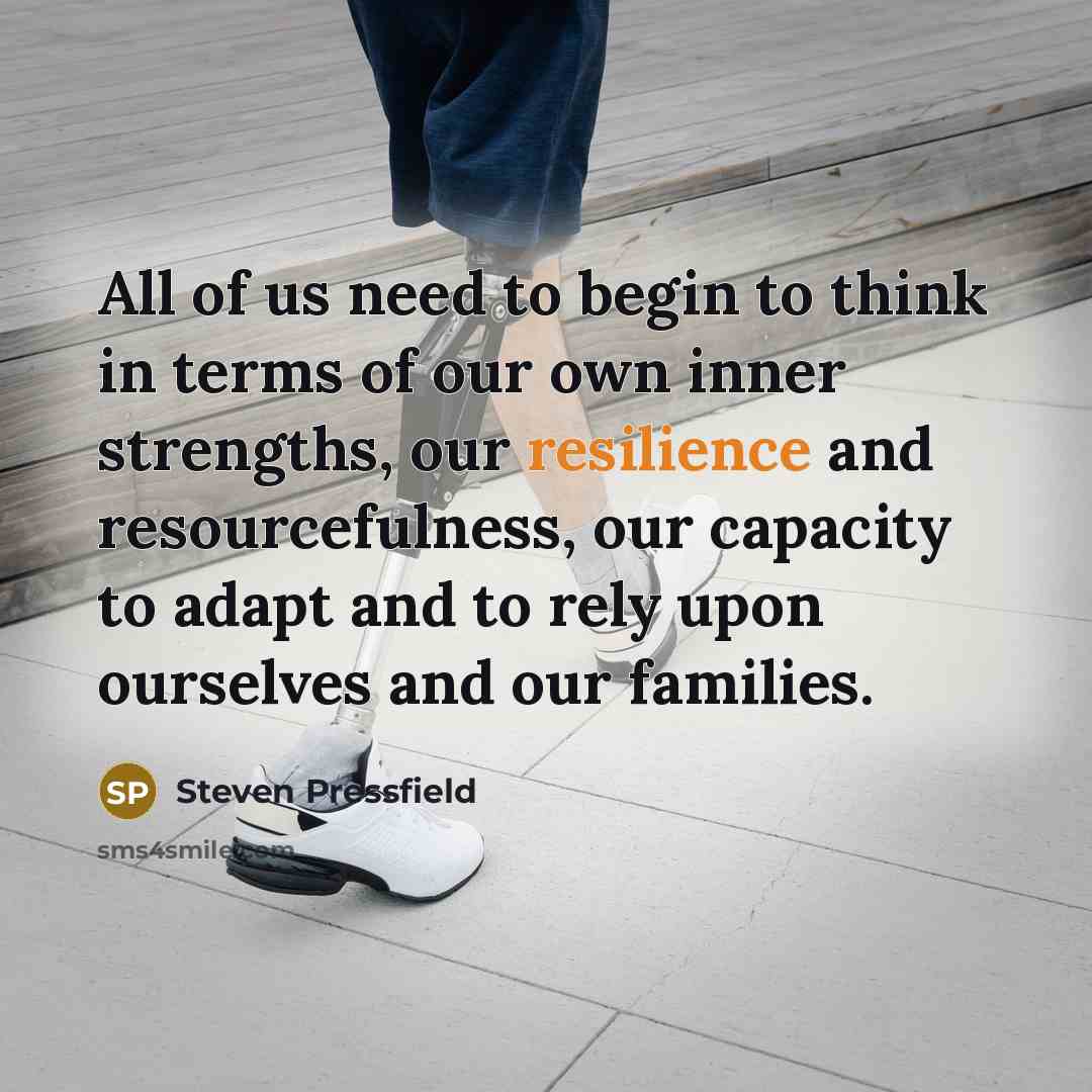 “All of us need to begin to think in terms…” quote by Steven Pressfield