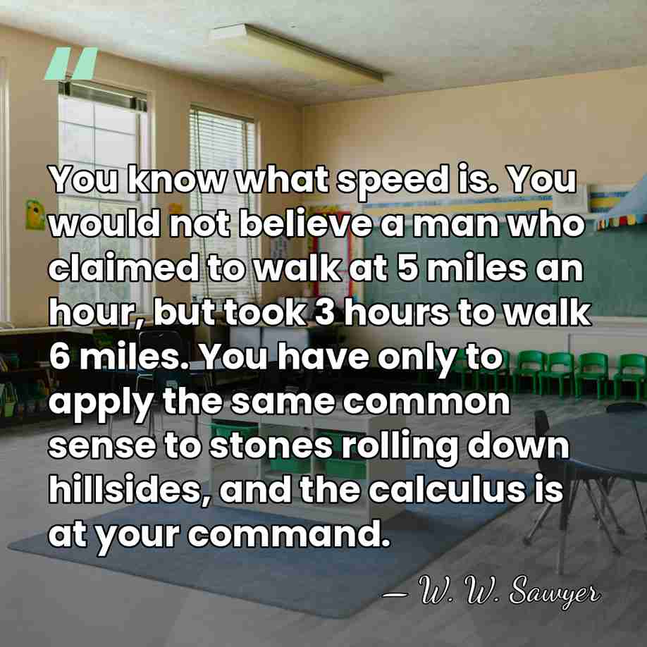 You know what speed is. You would not believe a man who&hellip; - W. W. Sawyer
