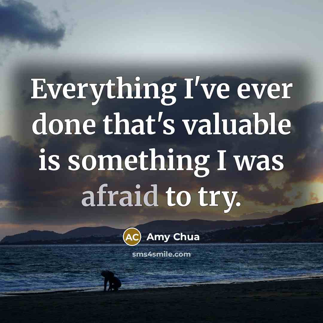 “Everything I've ever done that's valuable is something I was afraid to try.” quote by Amy Chua