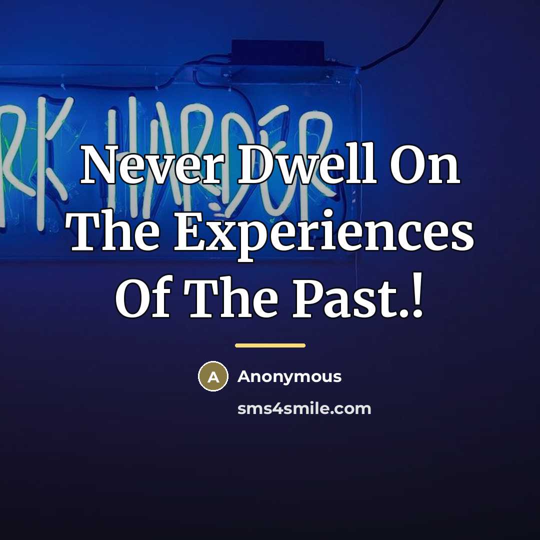 “Never Dwell On The Experiences Of The Past.!…” quote by Anonymous