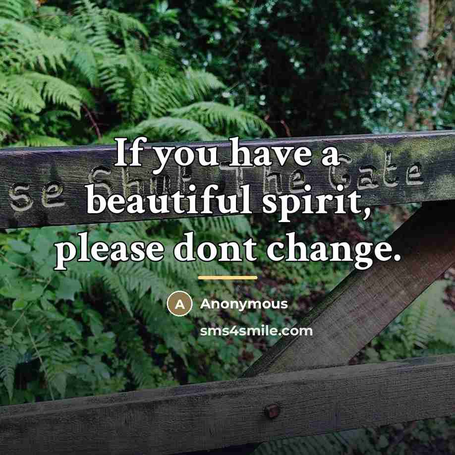 “If you have a beautiful spirit, please dont change.…” quote by Anonymous