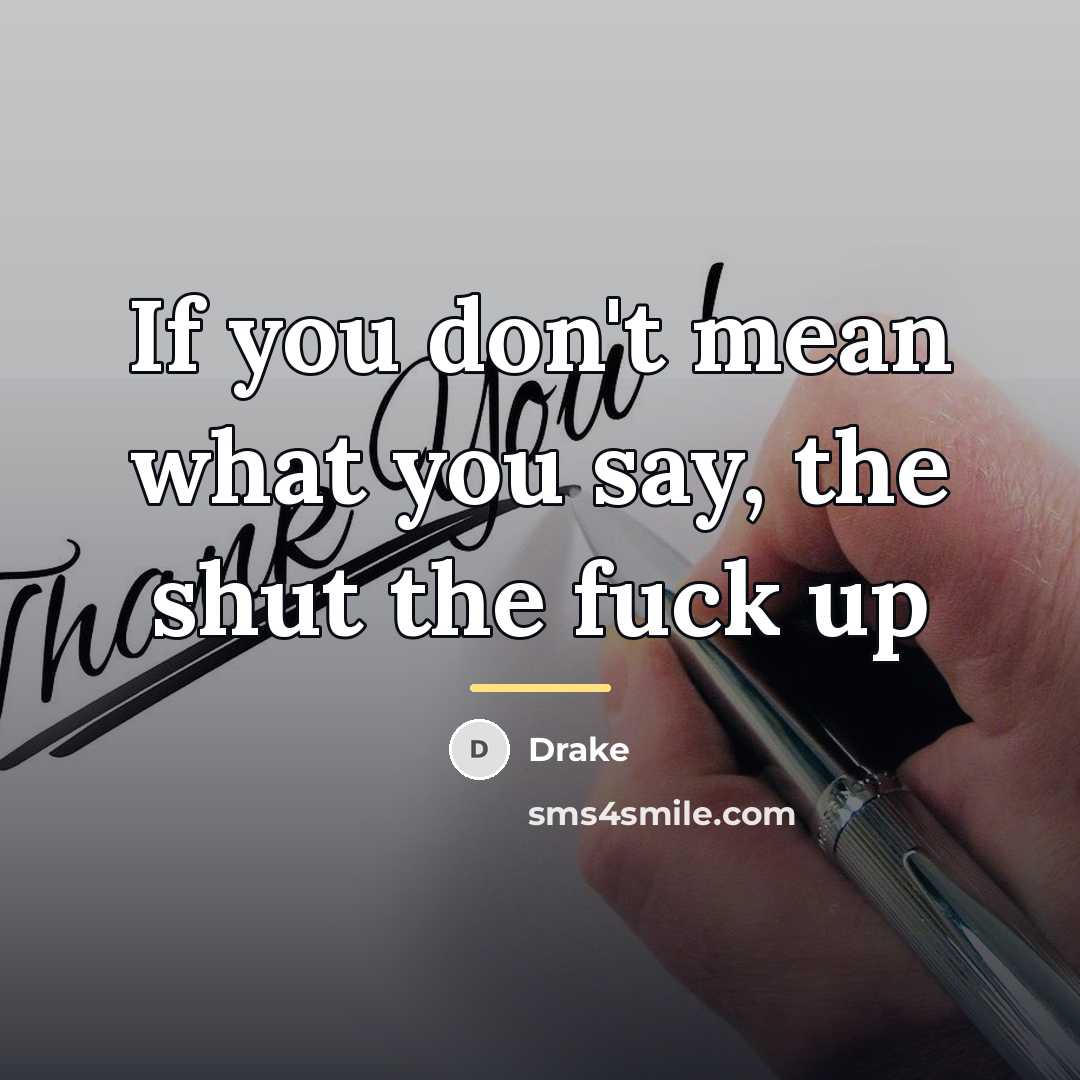 “If you don't mean what you say, the shut the…” quote by Drake
