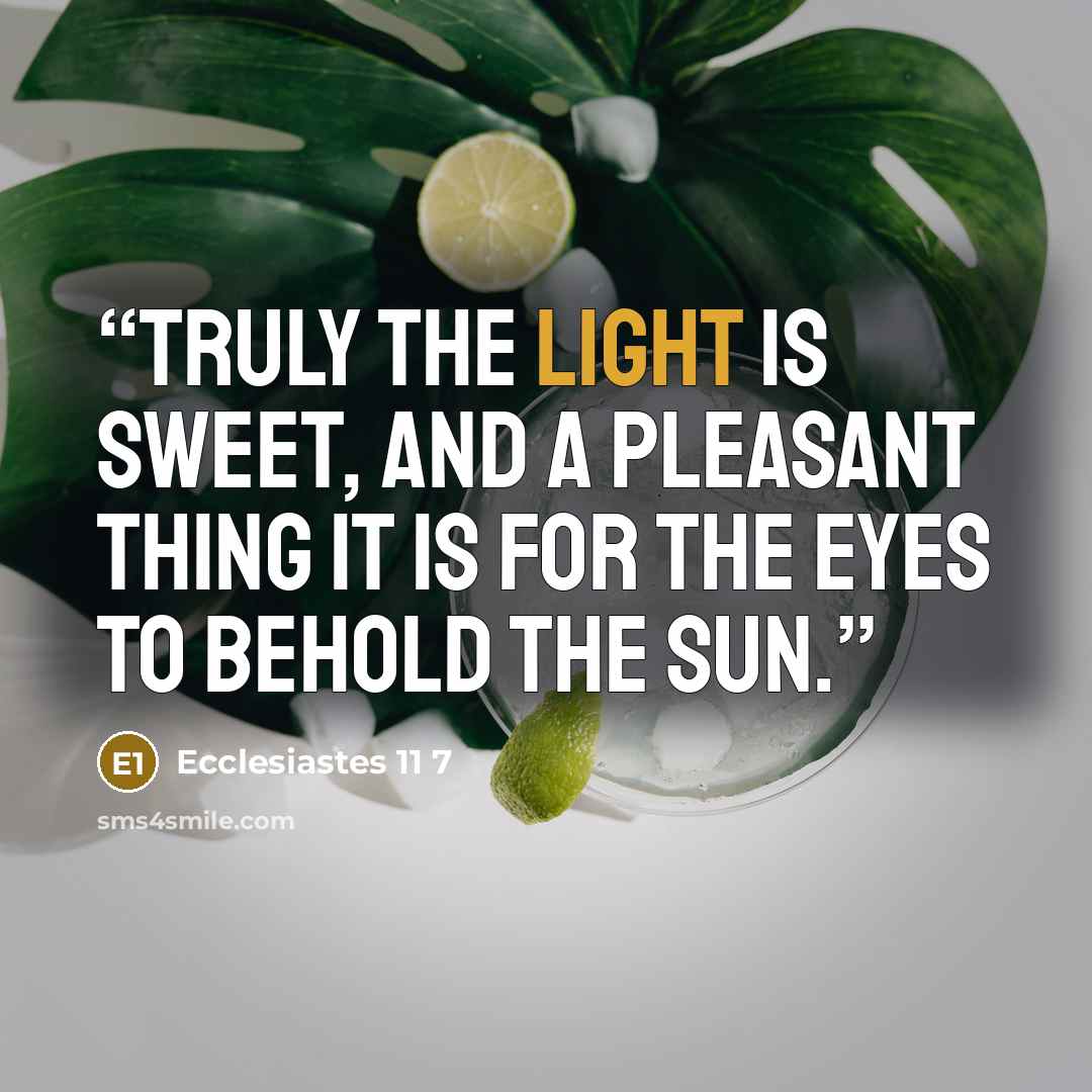 “Truly the light is sweet, and a pleasant thing it is for the eyes to behold the sun.” quote by Ecclesiastes 11 7