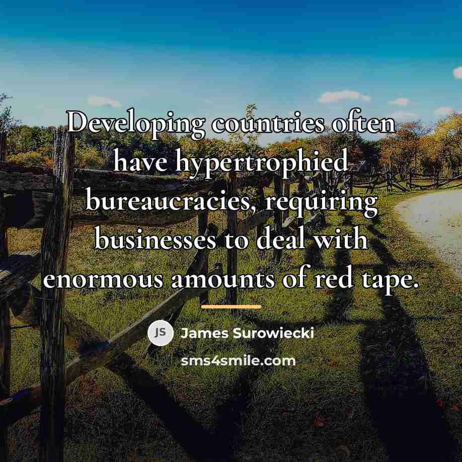 “Developing countries often have hypertrophied bureaucracies, requiring businesses to deal…” quote by James Surowiecki