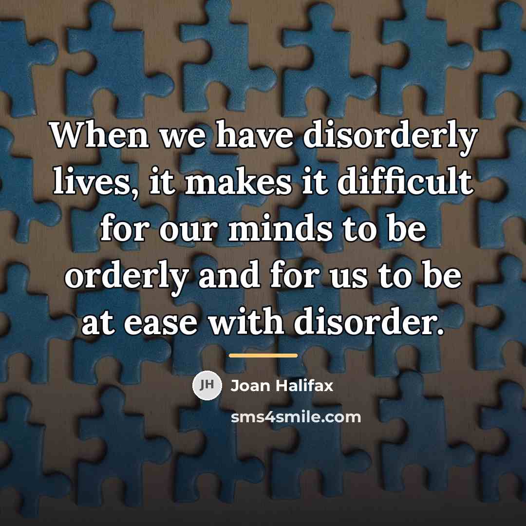 “When we have disorderly lives, it makes it difficult for…” quote by Joan Halifax