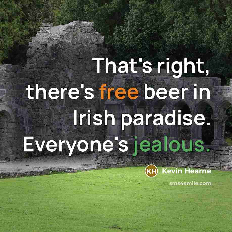 “That's right, there's free beer in Irish paradise. Everyone's jealous.…” quote by Kevin Hearne