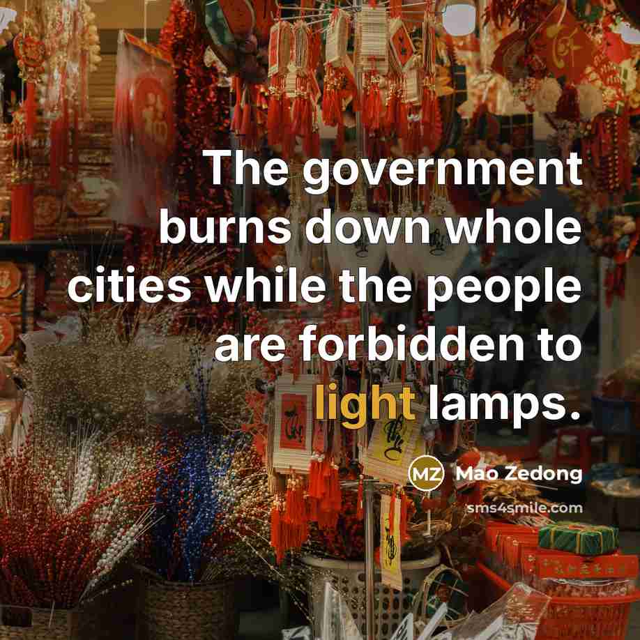 “The government burns down whole cities while the people are…” quote by Mao Zedong