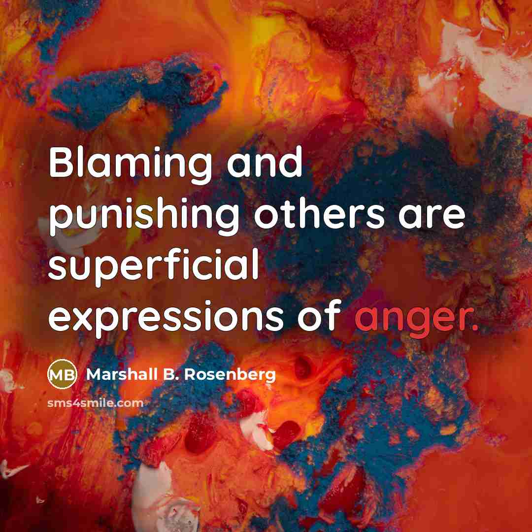 “Blaming and punishing others are superficial expressions of anger.…” quote by Marshall B. Rosenberg