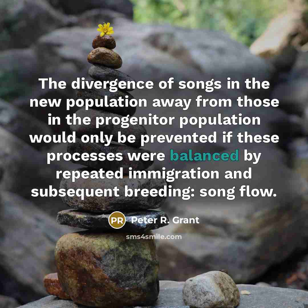 “The divergence of songs in the new population away from…” quote by Peter R. Grant