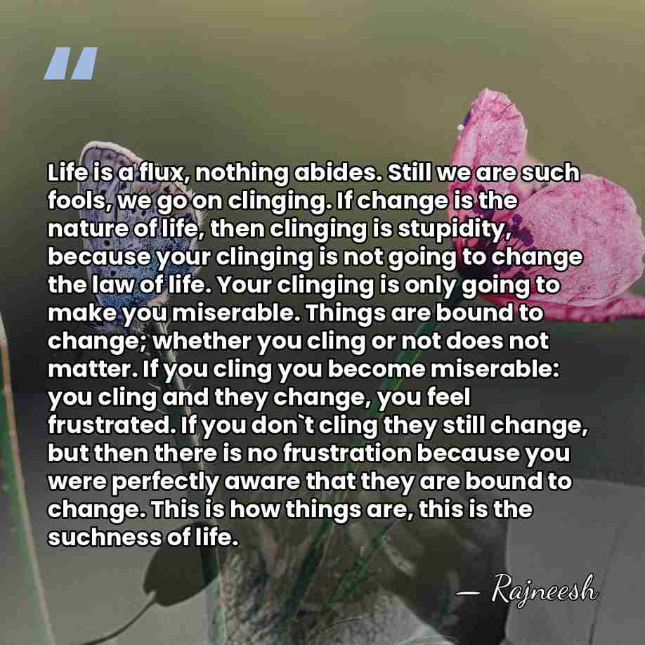 Life is a flux, nothing abides. Still we are such fools, we&hellip; - Rajneesh