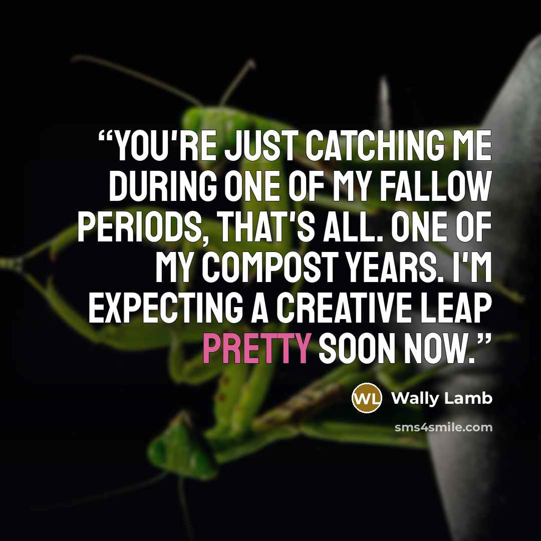 “You're just catching me during one of my fallow periods, that's all. One of my compost years. I'm expecting a creative leap pretty soon now.” quote by Wally Lamb