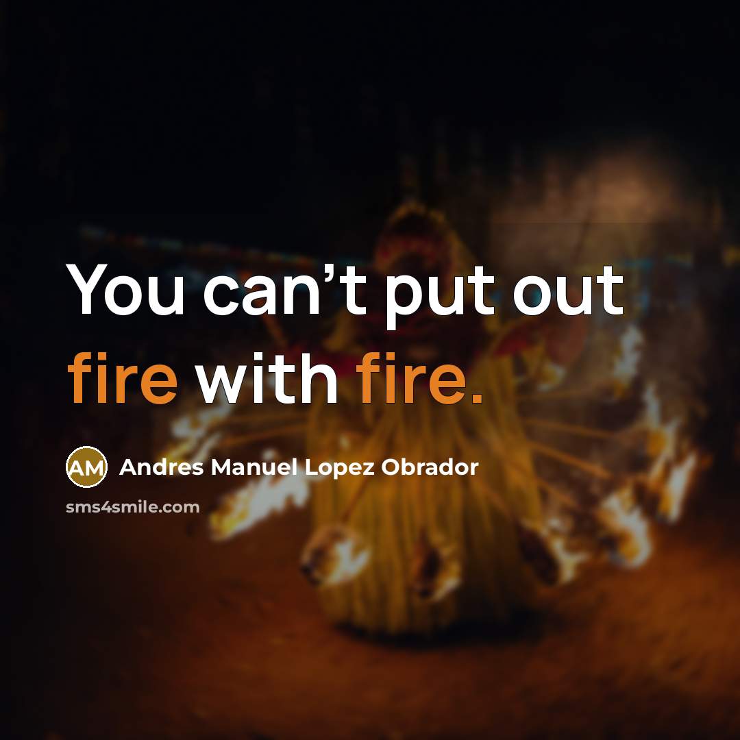 “You can't put out fire with fire.…” quote by Andres Manuel Lopez Obrador