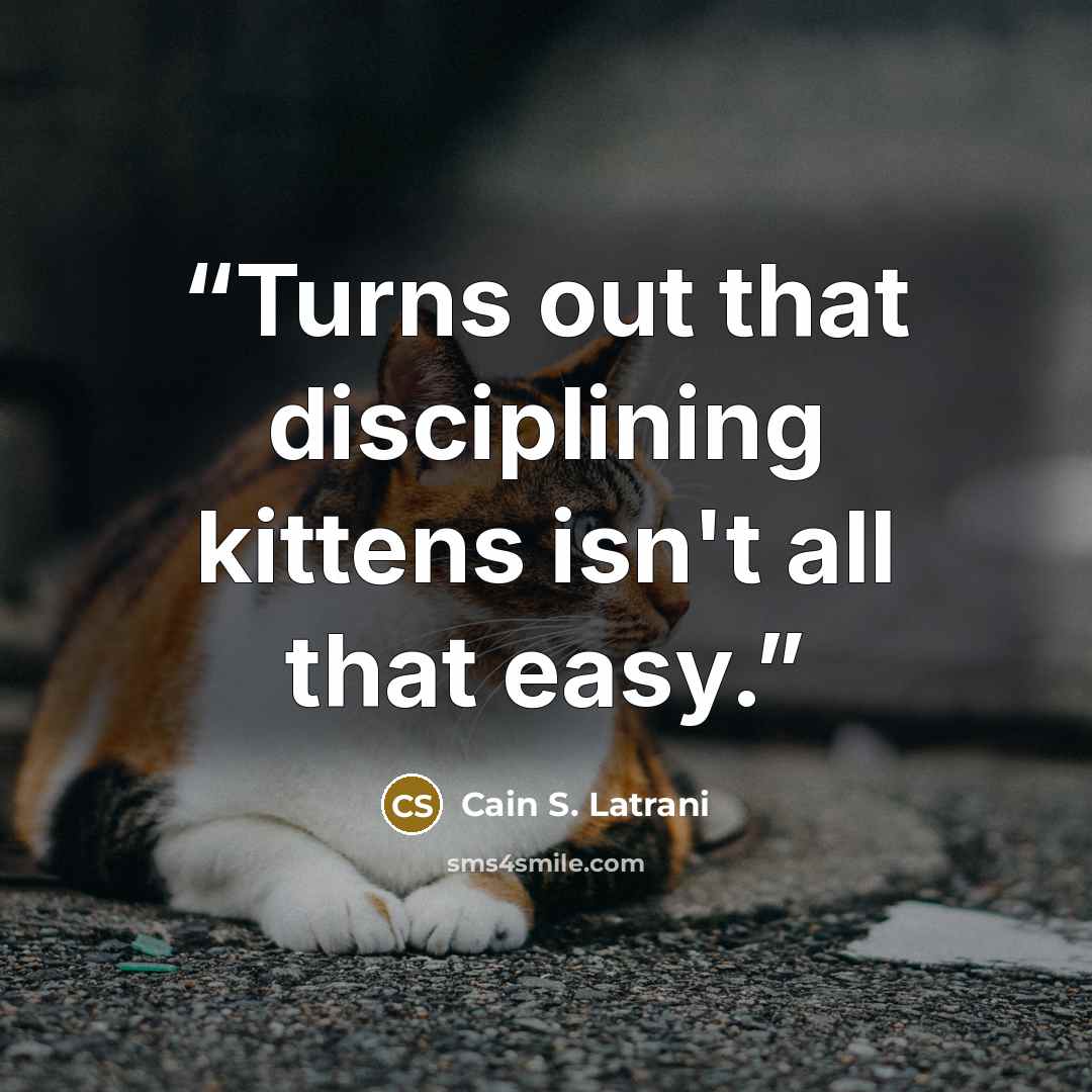 “Turns out that disciplining kittens isn't all that easy.” quote by Cain S. Latrani