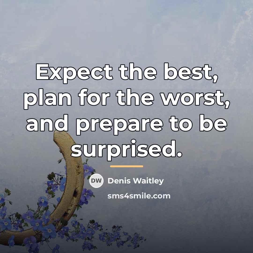 “Expect the best, plan for the worst, and prepare to…” quote by Denis Waitley