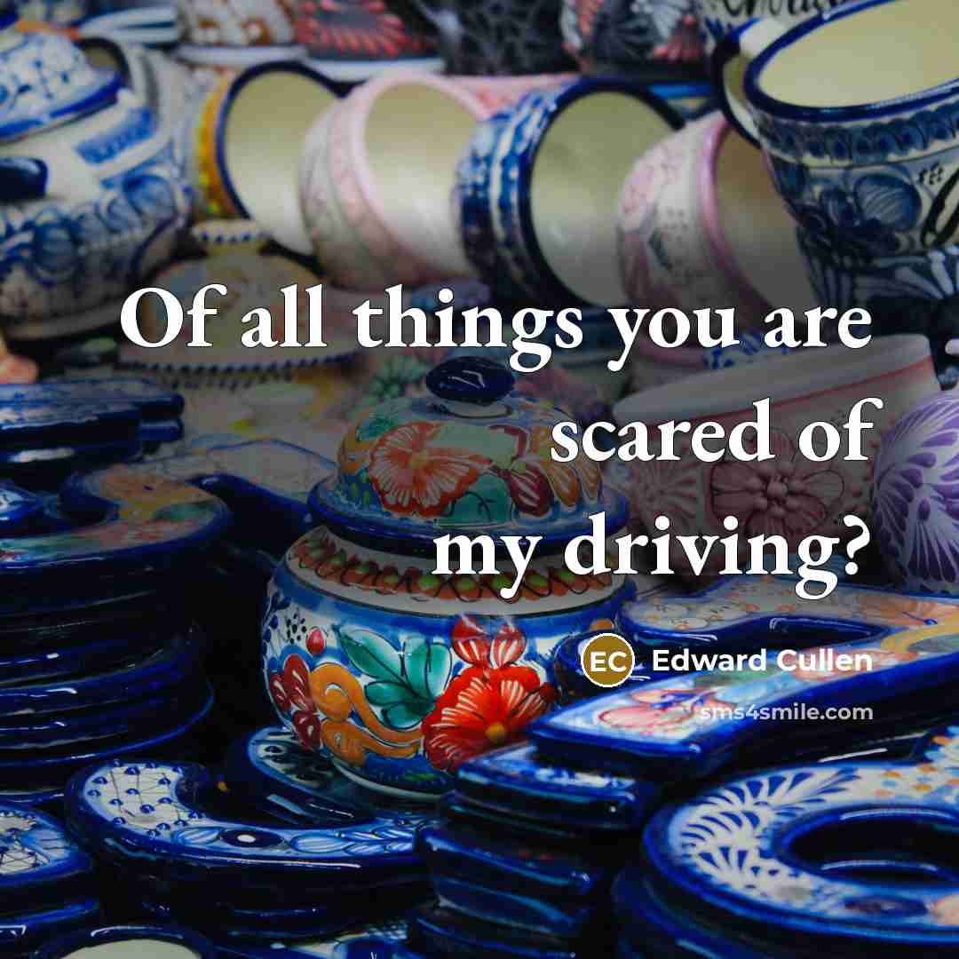 “Of all things you are scared of my driving?…” quote by Edward Cullen
