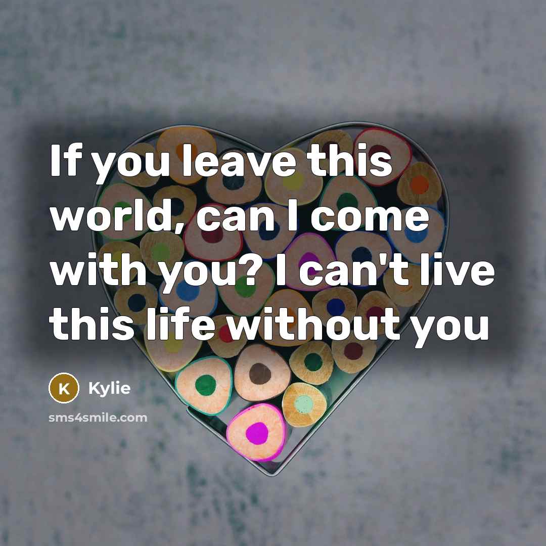 “If you leave this world, can I come with you?…” quote by Kylie