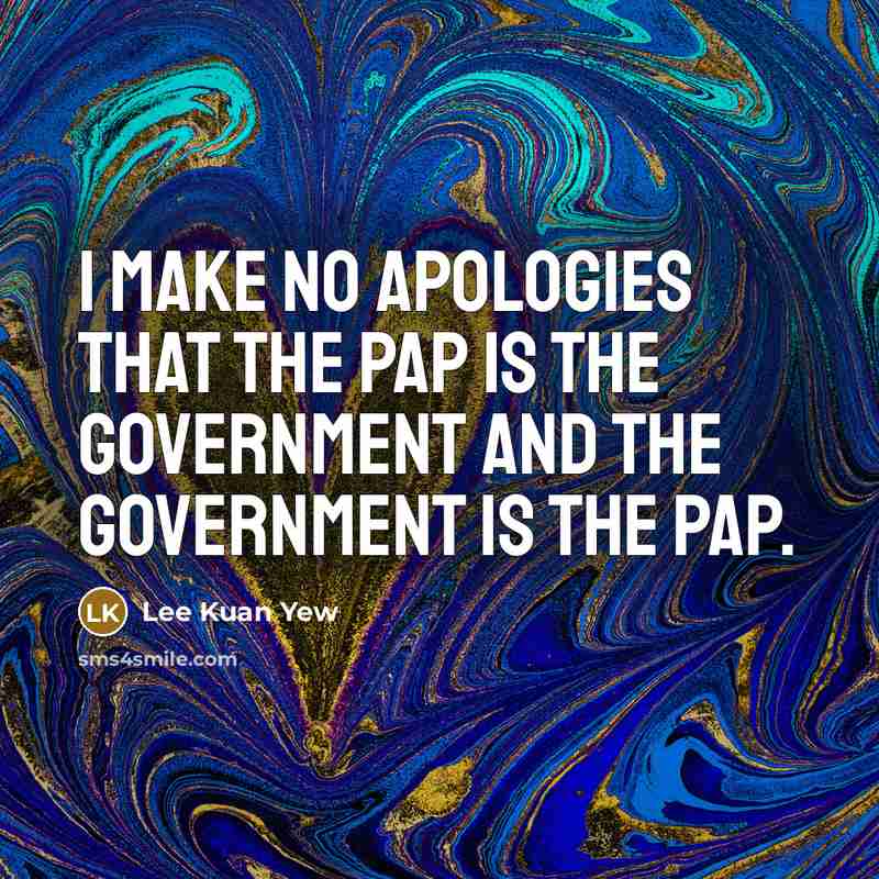 “I make no apologies that the PAP is the Government…” quote by Lee Kuan Yew