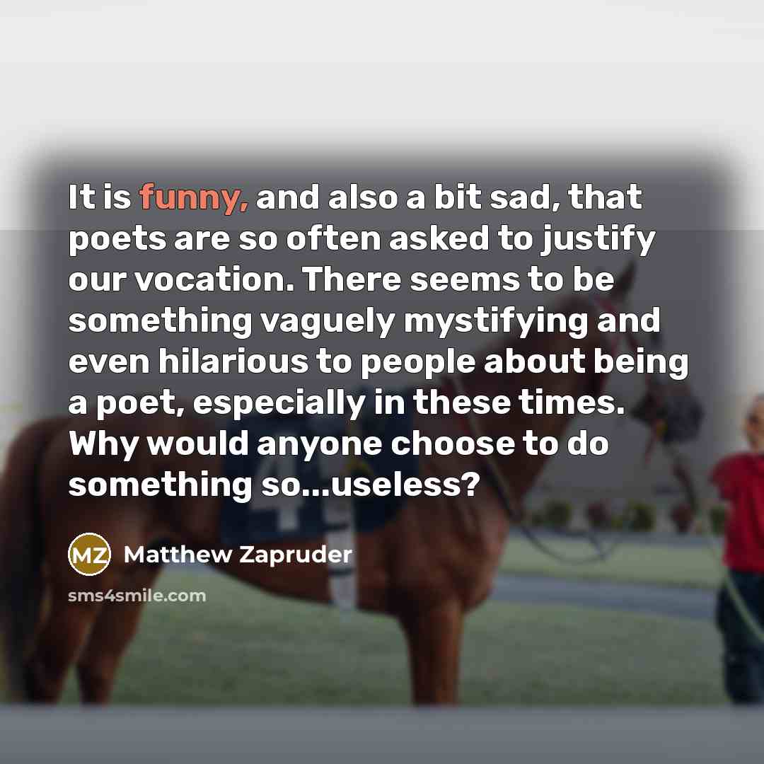 “It is funny, and also a bit sad, that poets…” quote by Matthew Zapruder