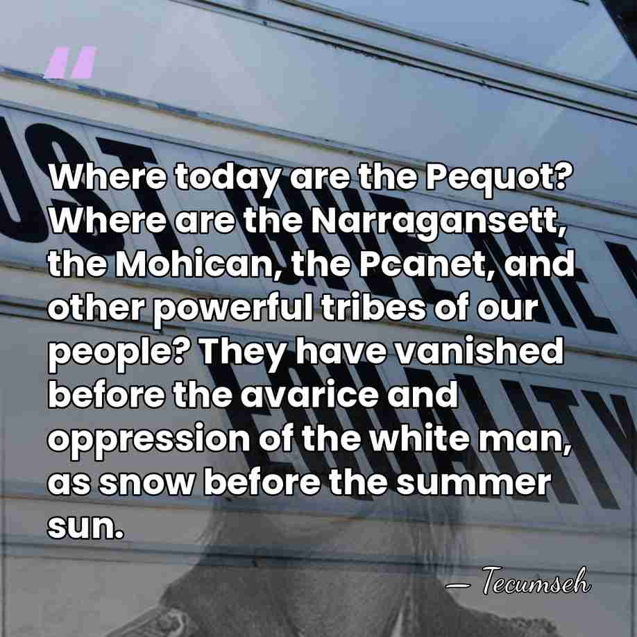 Where today are the Pequot? Where are the Narragansett, the Mohican, the&hellip; - Tecumseh