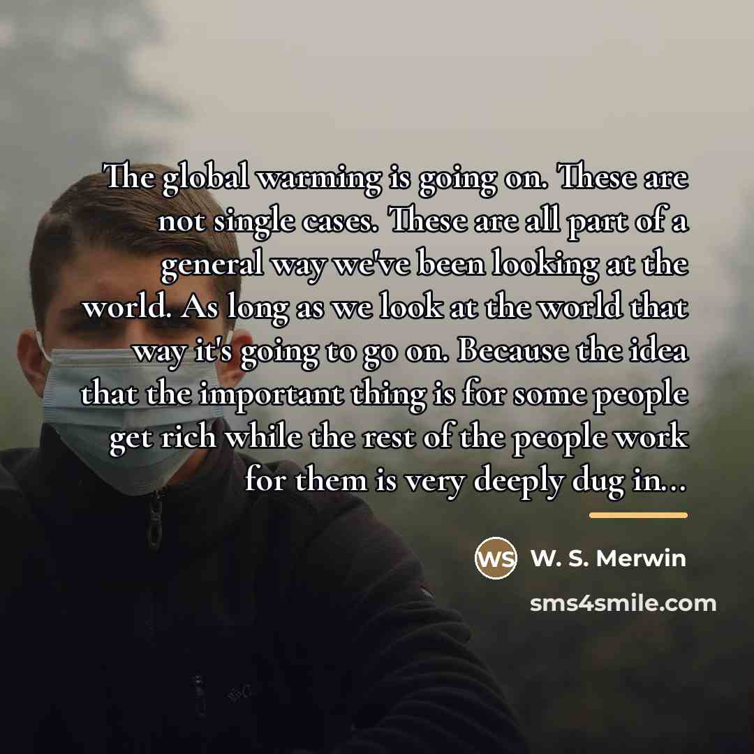 “The global warming is going on. These are not single…” quote by W. S. Merwin