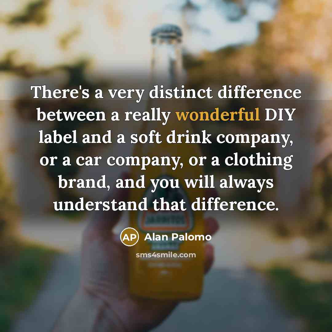 “There's a very distinct difference between a really wonderful DIY…” quote by Alan Palomo
