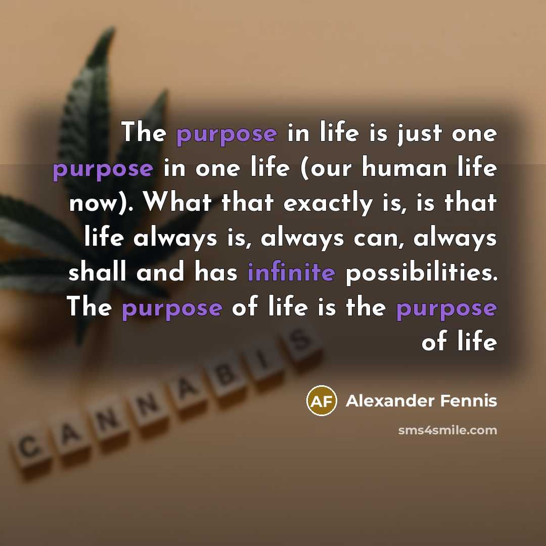 “The purpose in life is just one purpose in one…” quote by Alexander Fennis