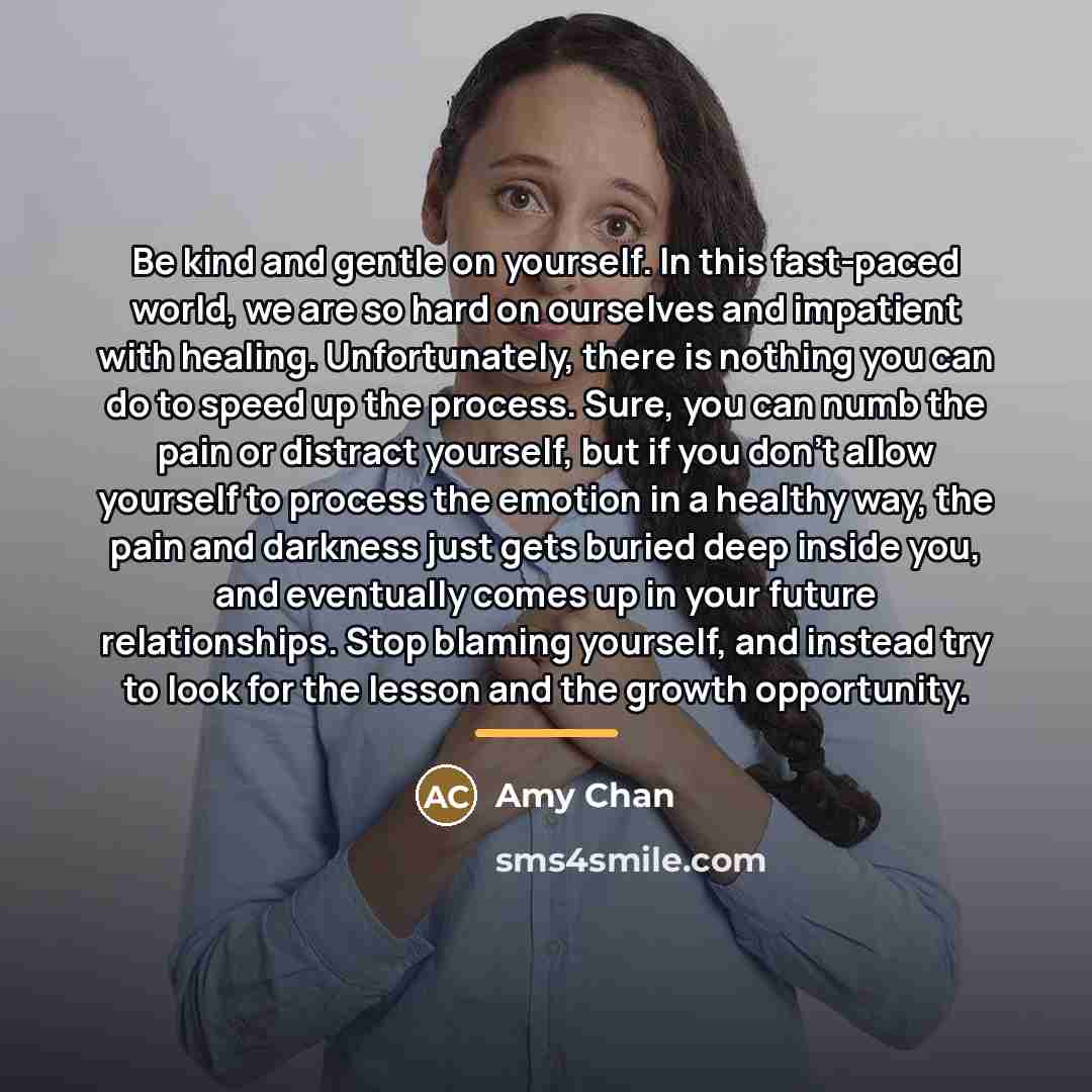 “Be kind and gentle on yourself. In this fast-paced world,…” quote by Amy Chan