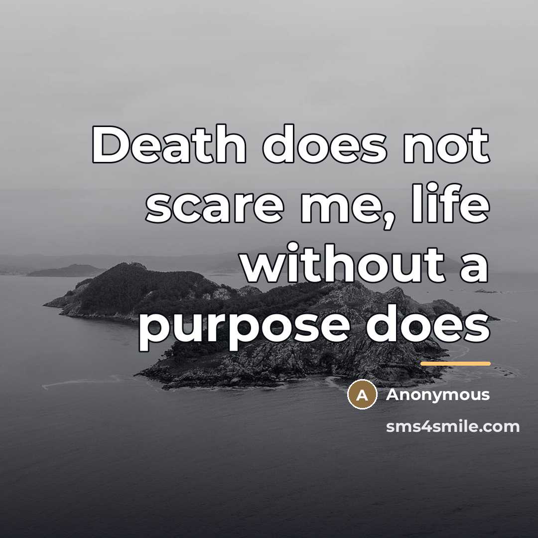 “Death does not scare me, life without a purpose does…” quote by Anonymous