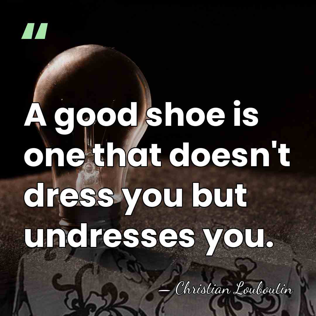 A good shoe is one that doesn't dress you but undresses you. - Christian Louboutin