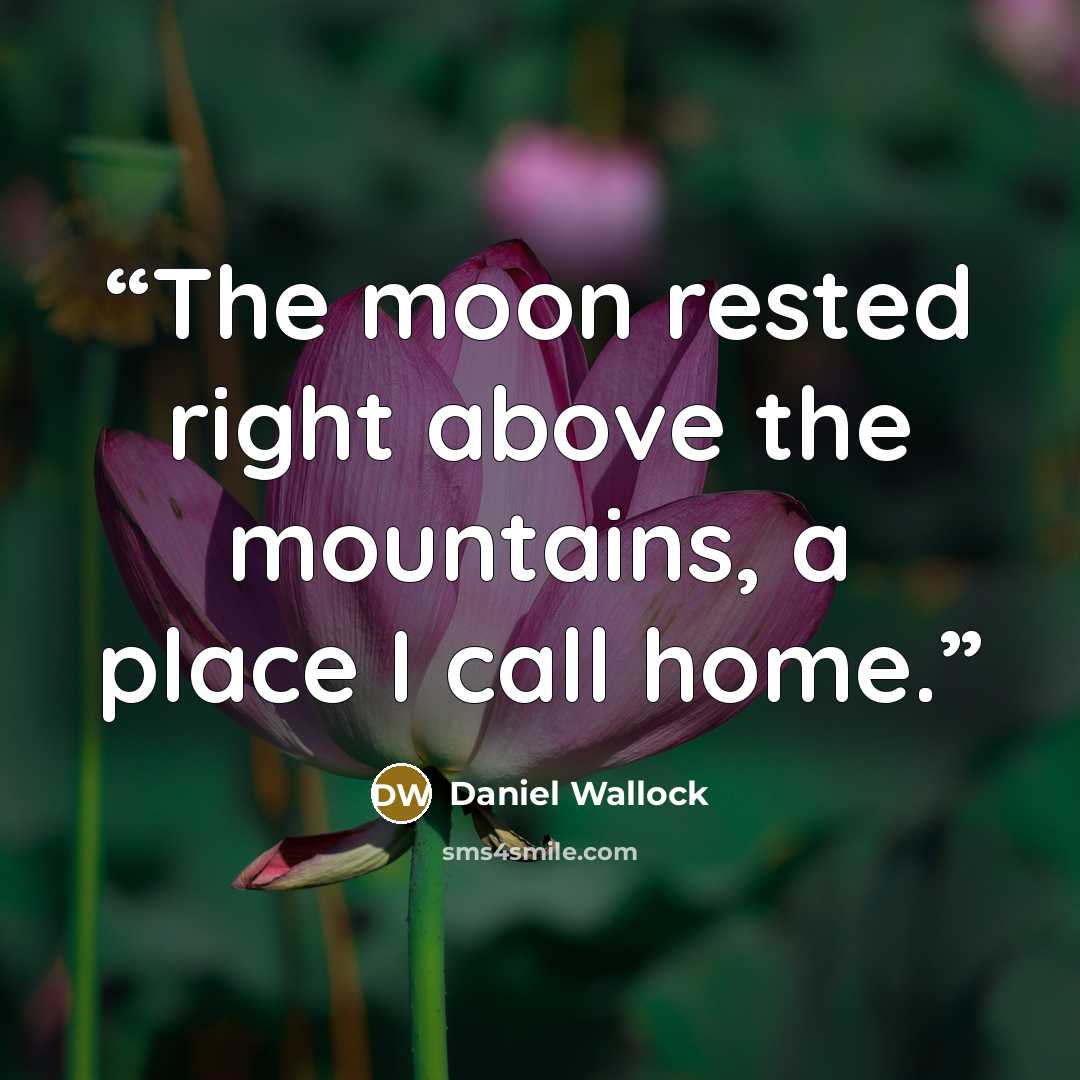 “The moon rested right above the mountains, a place I call home.” quote by Daniel Wallock