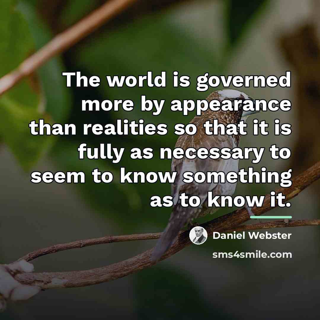 “The world is governed more by appearance than realities so…” quote by Daniel Webster
