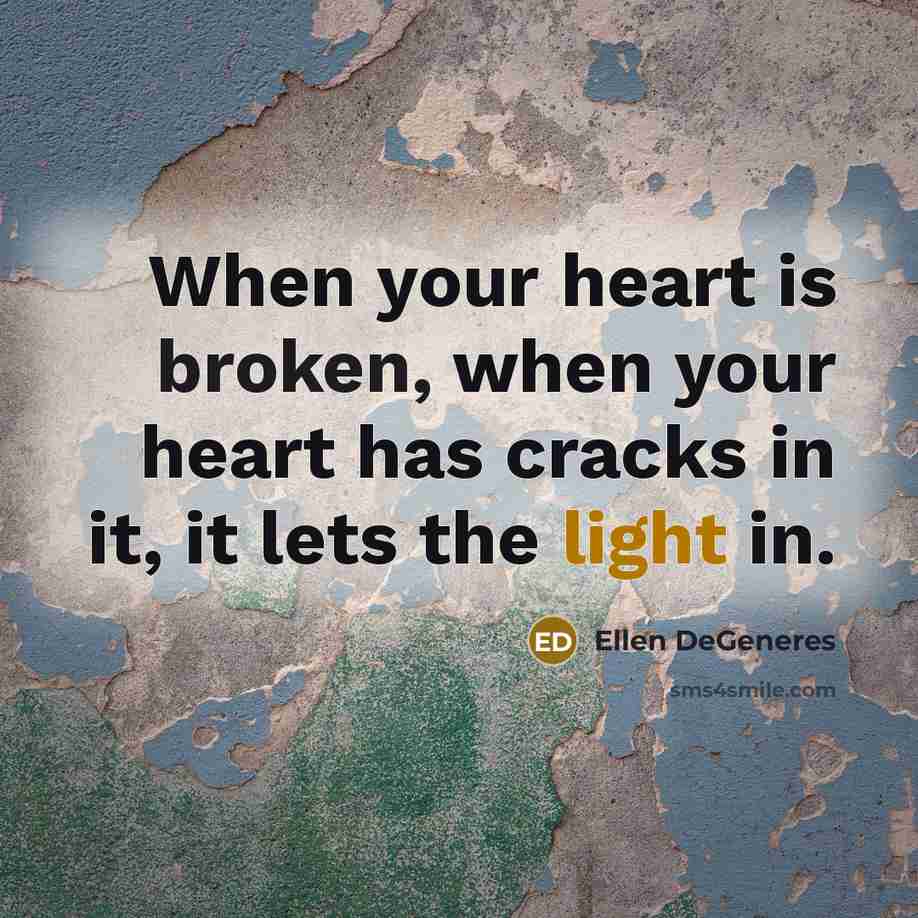 “When your heart is broken, when your heart has cracks…” quote by Ellen DeGeneres