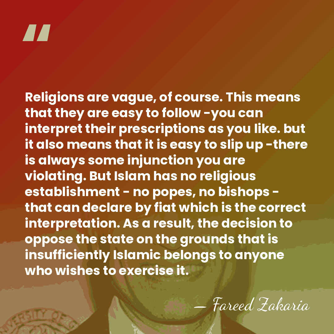 Religions are vague, of course. This means that they are easy to&hellip; - Fareed Zakaria