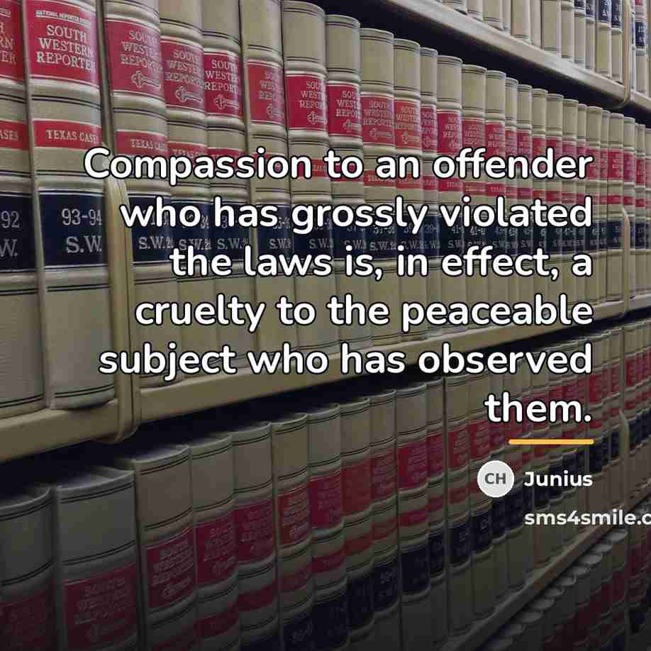 “Compassion to an offender who has grossly violated the laws…” quote by Junius