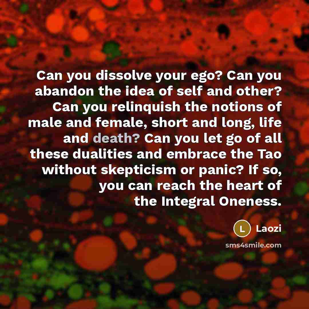 “Can you dissolve your ego? Can you abandon the idea…” quote by Laozi