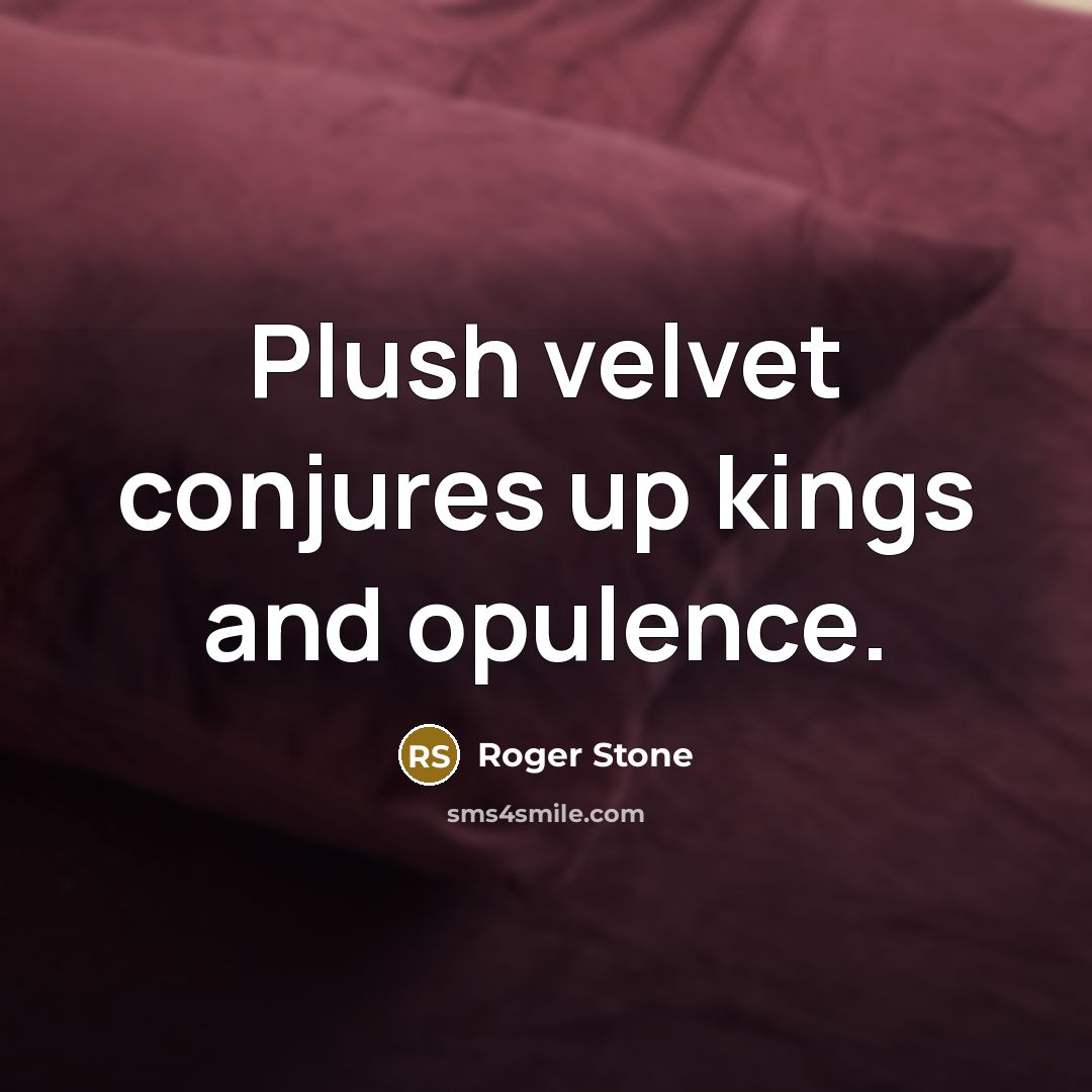 “Plush velvet conjures up kings and opulence.…” quote by Roger Stone