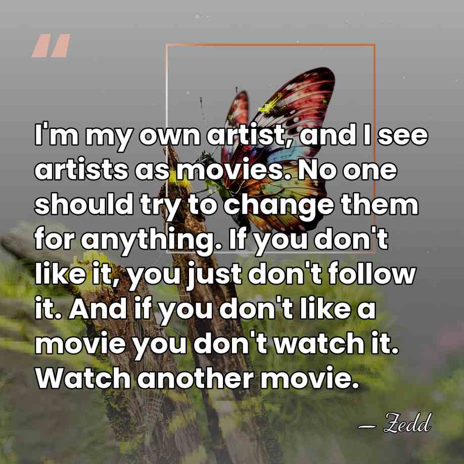 I'm my own artist, and I see artists as movies. No one&hellip; - Zedd