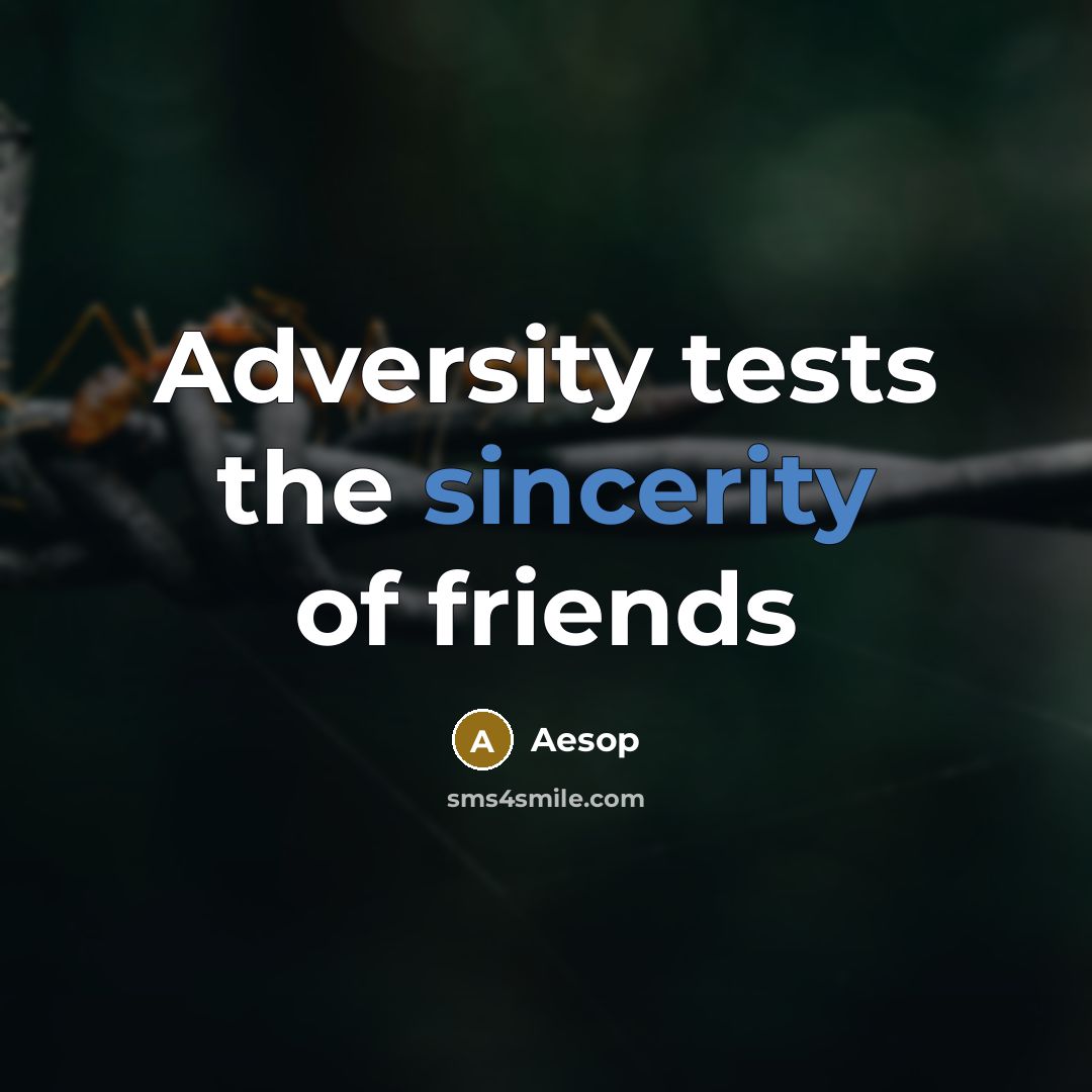 “Adversity tests the sincerity of friends…” quote by Aesop