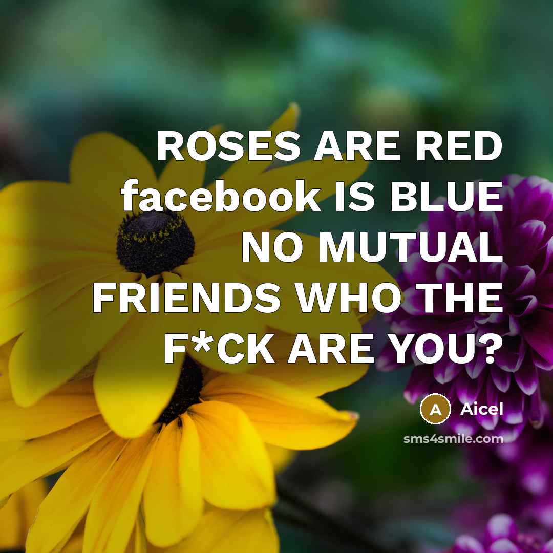 “ROSES ARE RED facebook IS BLUE NO MUTUAL FRIENDS WHO…” quote by Aicel