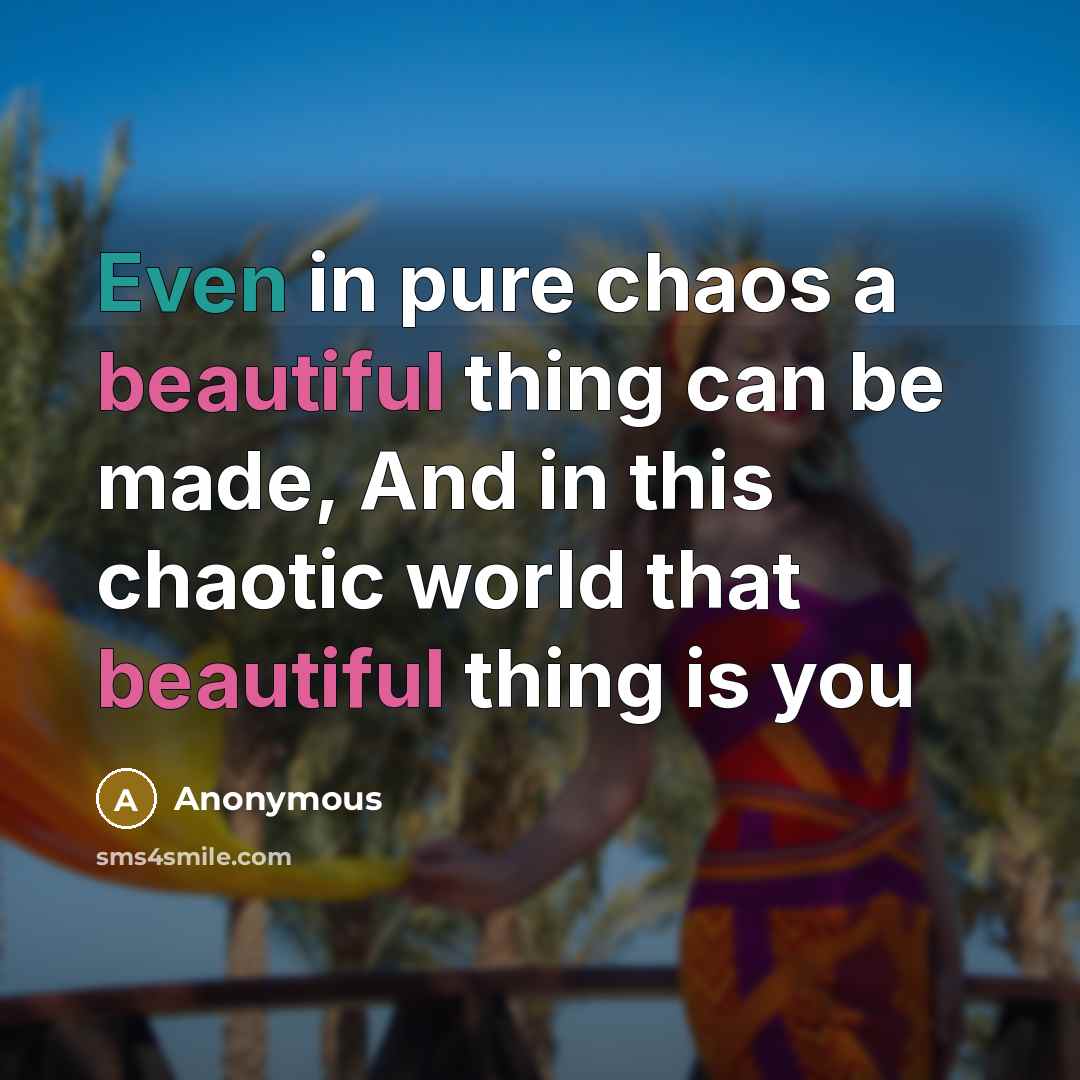 “Even in pure chaos a beautiful thing can be made,…” quote by Anonymous