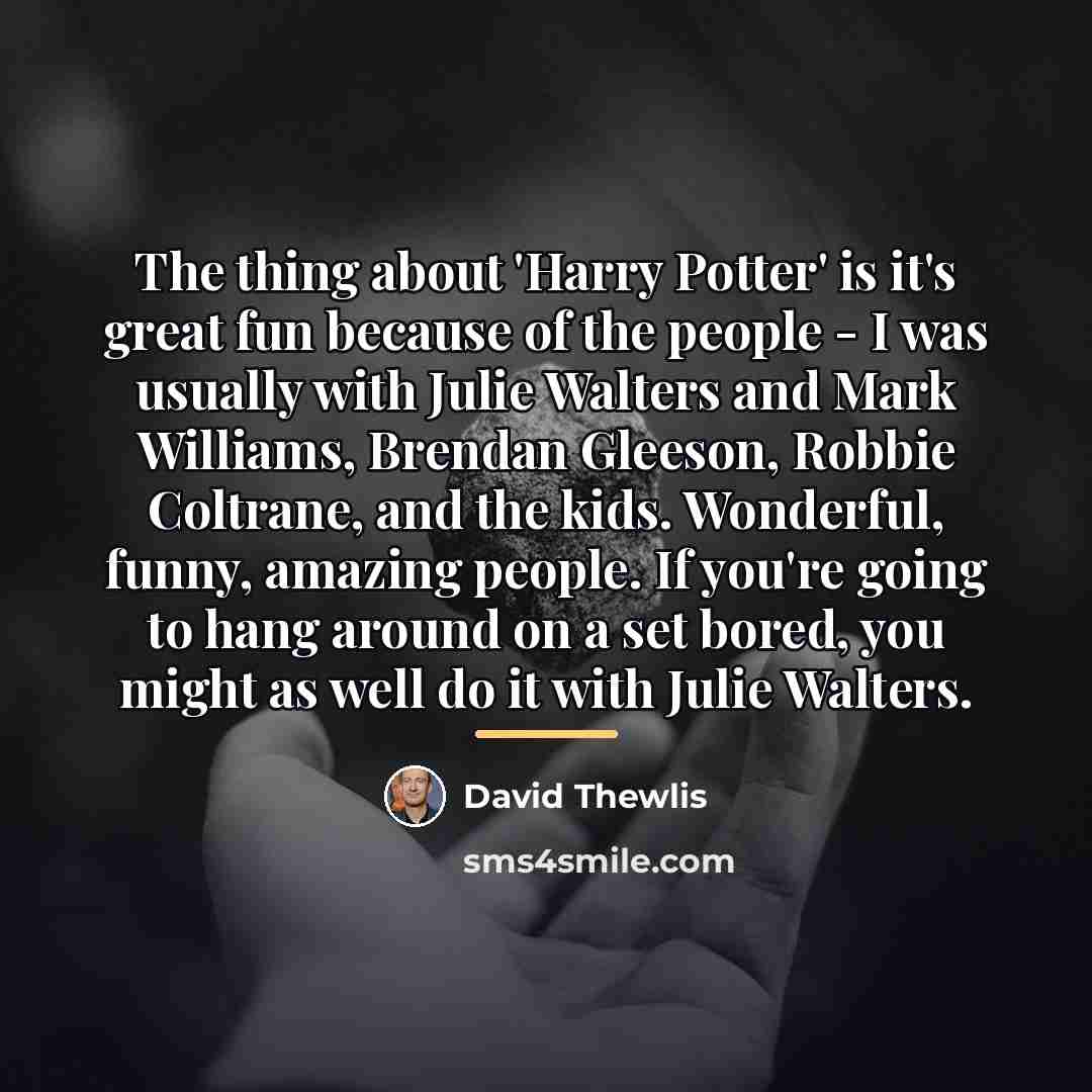 “The thing about 'Harry Potter' is it's great fun because…” quote by David Thewlis
